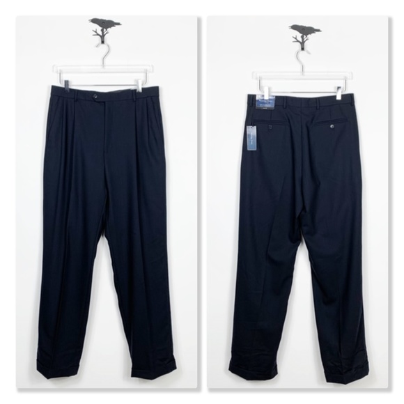 Meeting Street Navy 100% Worsted Wool Dress Slacks - Picture 1 of 8